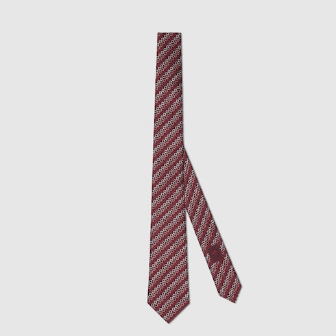 Horsebit silk jacquard tie