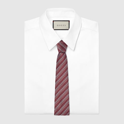 Horsebit silk jacquard tie