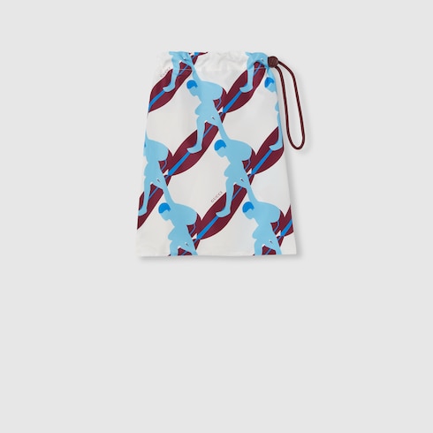 Printed technical poplin swim short