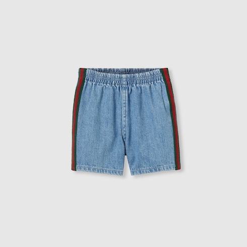 Shorts neonato in denim con Web