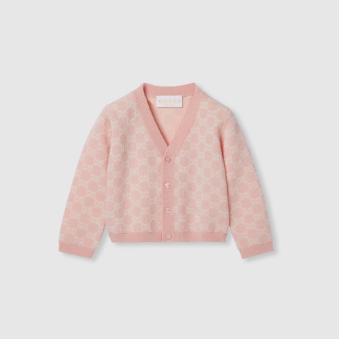 Cardigan neonato in jacquard di lana GG