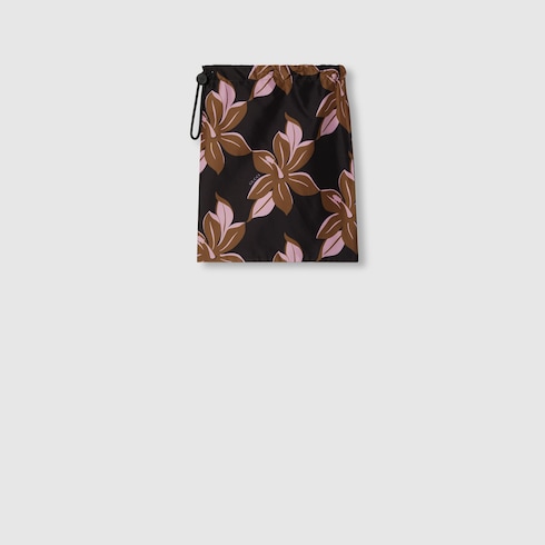 Printed technical poplin swim short