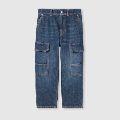 Pantalone bambino in denim con Web