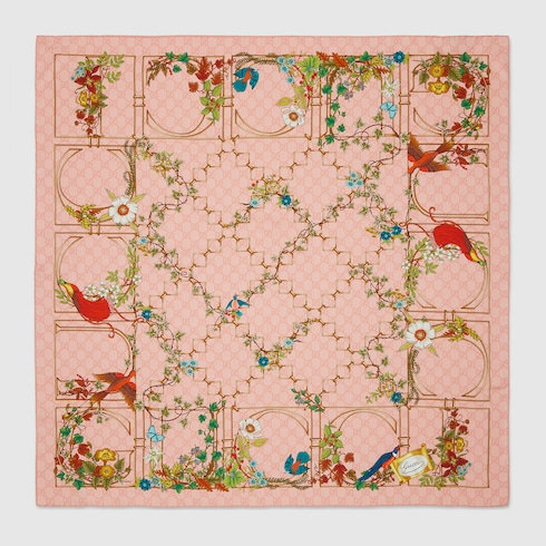 Pañuelo cuadrado de sarga de seda estampada