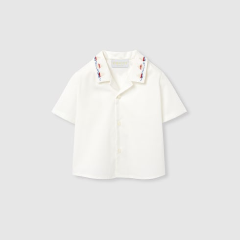 Camicia neonato in cotone con ricamo