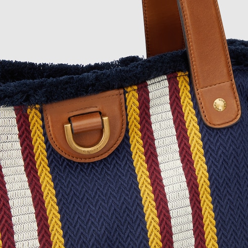 Embroidered large canvas tote bag