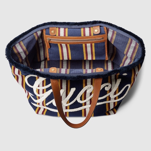 Embroidered large canvas tote bag