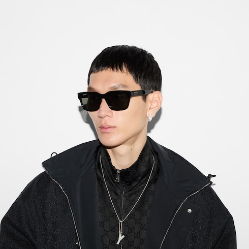 Low nose bridge fit rectangular sunglasses