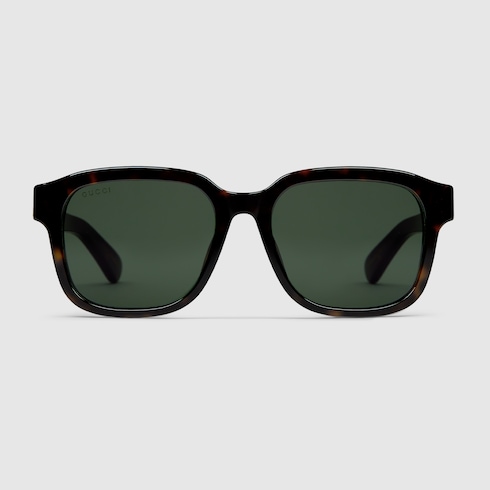 Low nose bridge fit square sunglasses in dark tortoiseshell