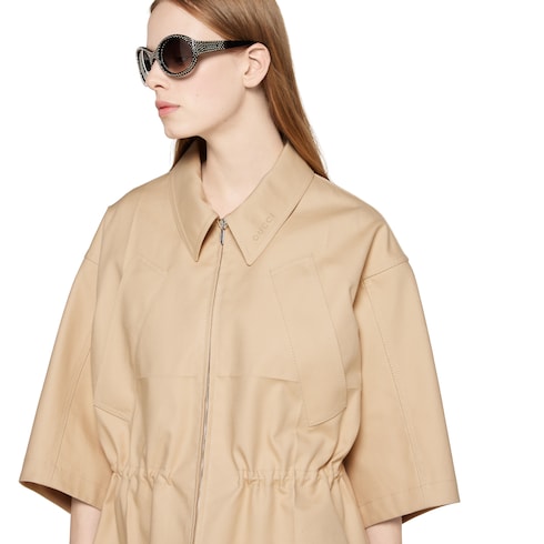 Cotton gabardine short sleeve jacket Detail 5