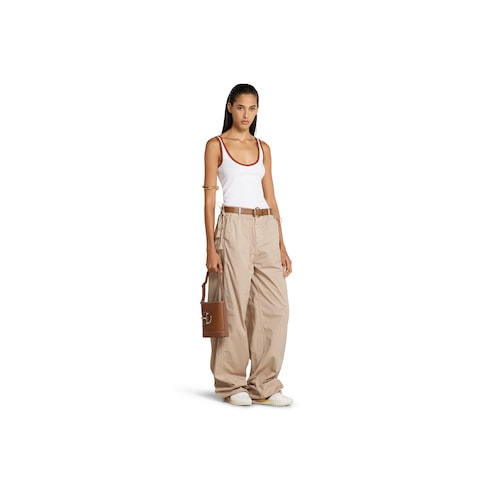 Pantalon en twill de coton avec cordons à nouer sur les côtés