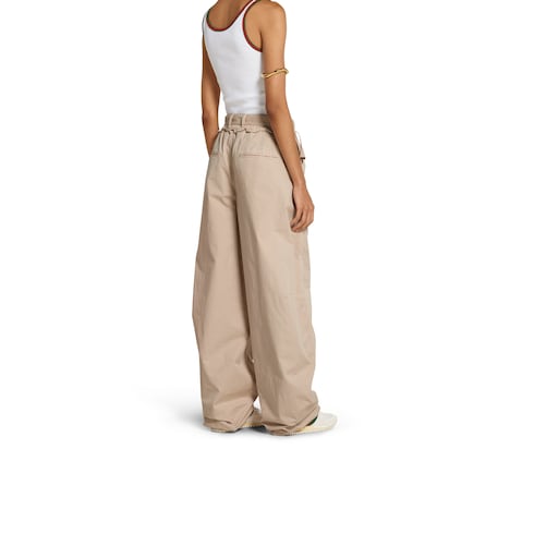 Pantalon en twill de coton avec cordons à nouer sur les côtés