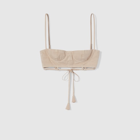 Cotton twill top with tie front Detail 2