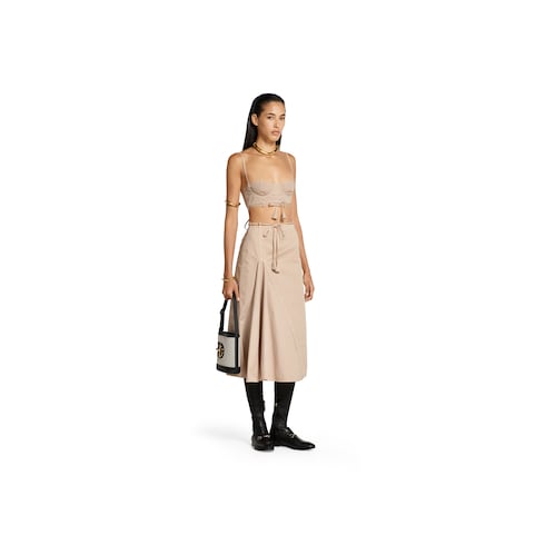 Top in twill di cotone con nastro sul davanti