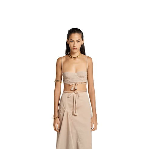 Top in twill di cotone con nastro sul davanti