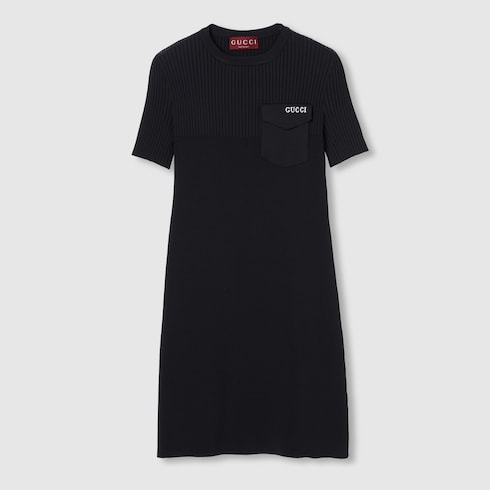 Robe en tissu côtelé avec intarsia
