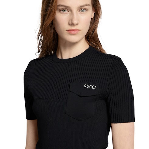 Maglia in tessuto a coste con intarsio