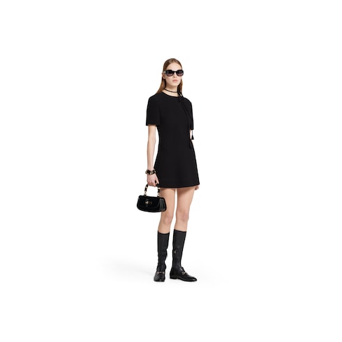 Silk crêpe mini dress with embroidery