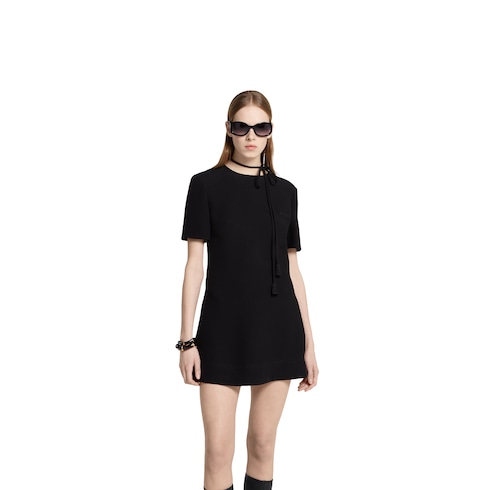 Silk crêpe mini dress with embroidery