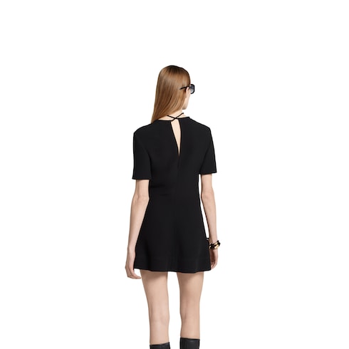 Silk crêpe mini dress with embroidery