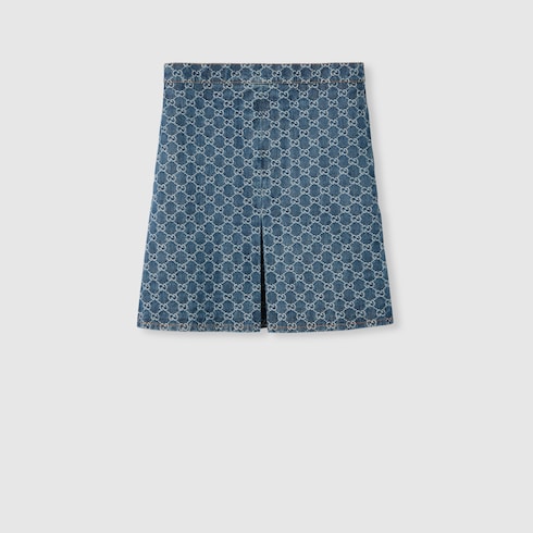 Gonna svasata in denim GG jacquard