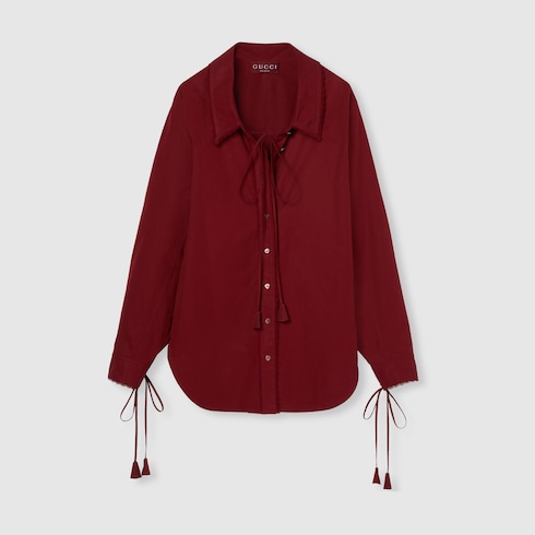 Camicia in popeline di cotone con laccetti