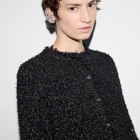 Cardigan aus Lamé mit grobmaschigem Effekt
