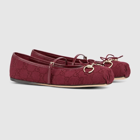 Women's Gucci Horsebit ballet flat in Bordeaux Fabric