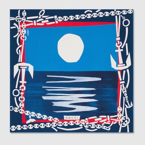 Pañuelo cuadrado seda motivo proyecto 90 x 90