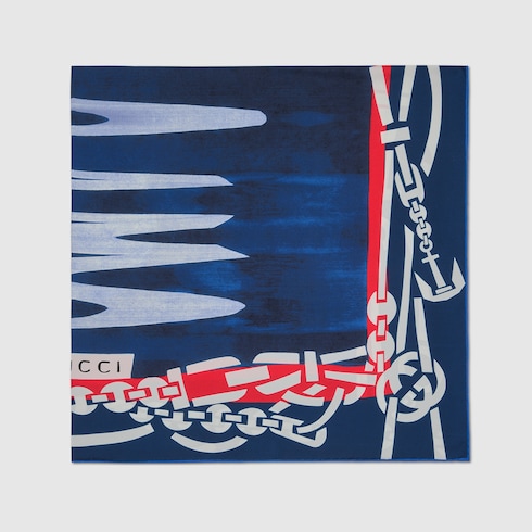 Pañuelo cuadrado seda motivo proyecto 90 x 90