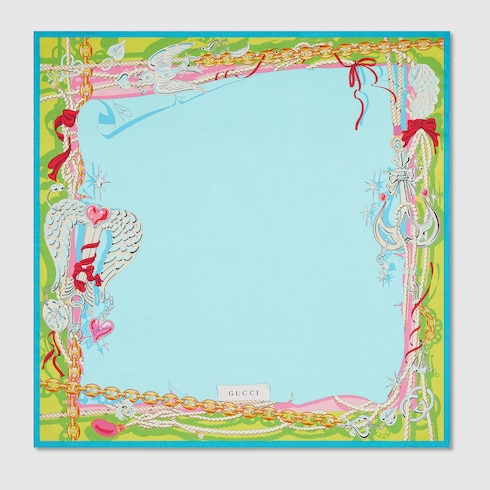 Pañuelo cuadrado seda motivo proyecto 90 x 90