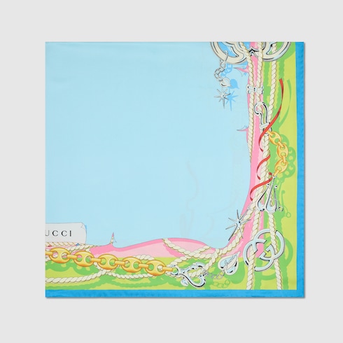 Pañuelo cuadrado seda motivo proyecto 90 x 90