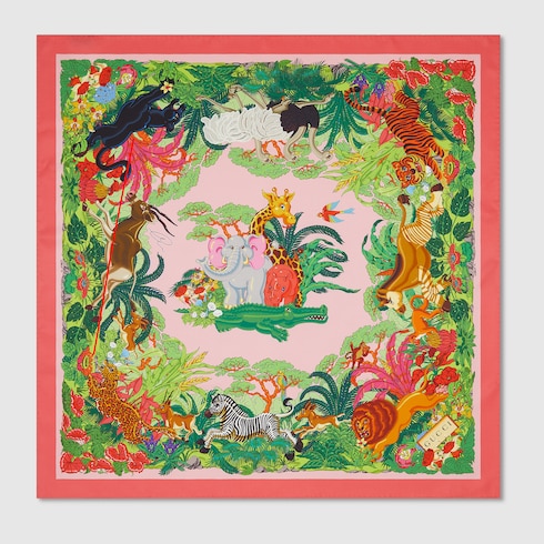 Pañuelo cuadrado seda motivo proyecto 90 x 90