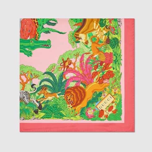 Pañuelo cuadrado seda motivo proyecto 90 x 90