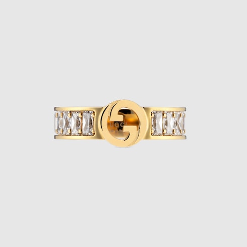 Anello a fascia larga Gucci Blondie con cristalli
