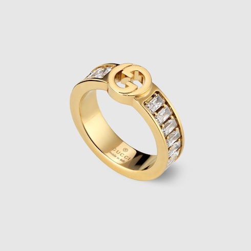 Breiter Gucci Blondie Ring mit Kristallen