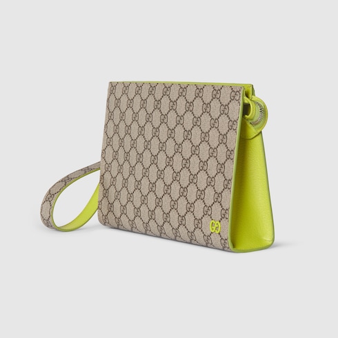 Pouch con finiture verde acido misura piccola