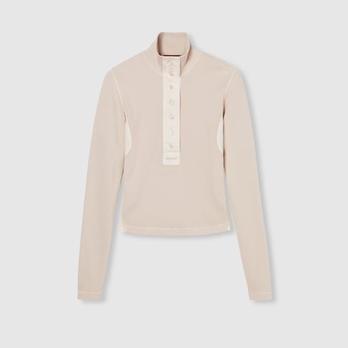T-shirt a maniche lunghe in cotone a coste