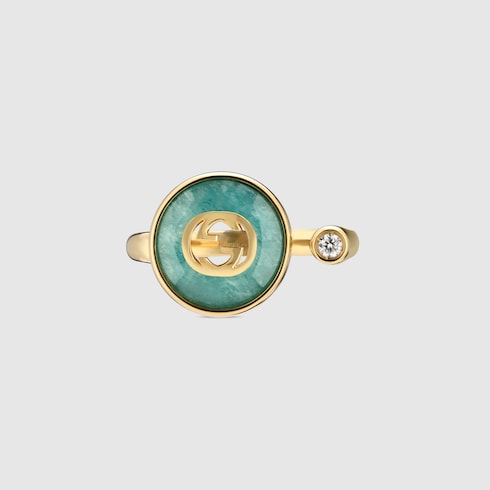 Gucci Interlocking系列黄色18K金戒指