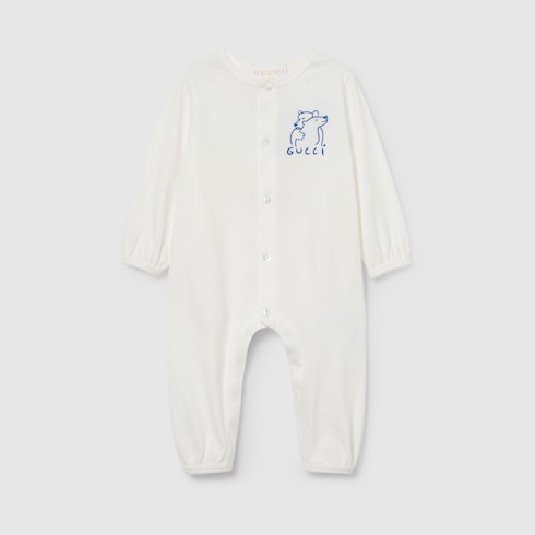 GUCCI children ワンピース Baby embroidered one-piece in light grey | GUCCI® US