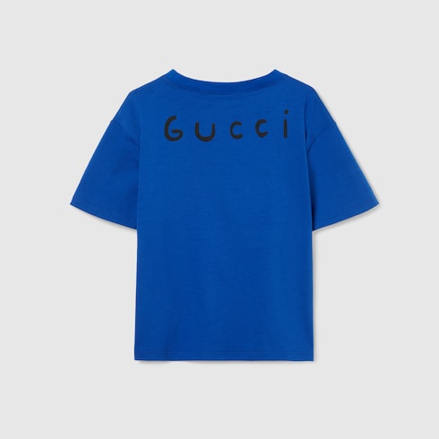 Children's printed cotton T-shirt in blue | GUCCI® US