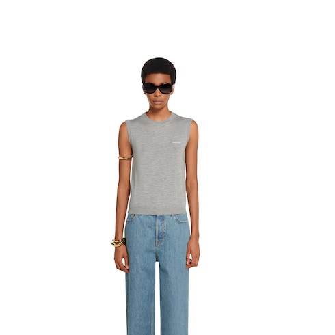 Maglia senza maniche in cashmere e seta
