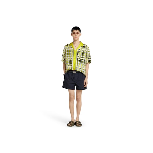 Bowling-Shirt aus Seidentwill mit Print