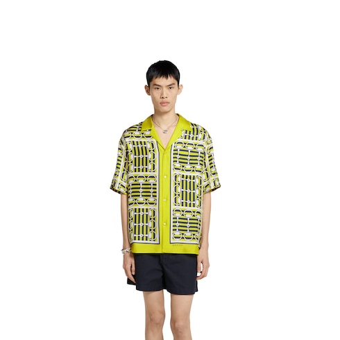 Bowling-Shirt aus Seidentwill mit Print