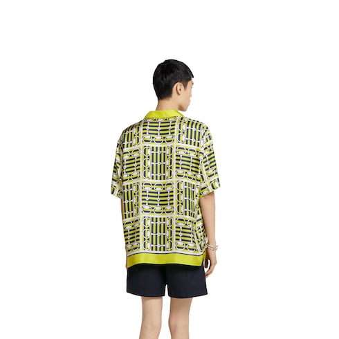 Camicia bowling in twill di seta con stampa