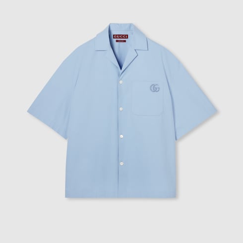Cotton poplin shirt with embroidery