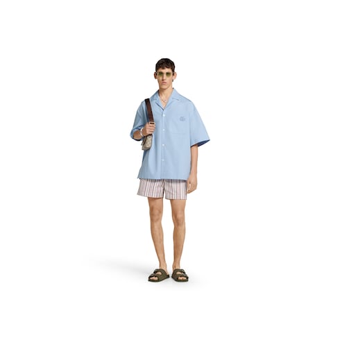 Cotton poplin shirt with embroidery