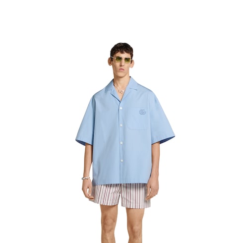 Cotton poplin shirt with embroidery