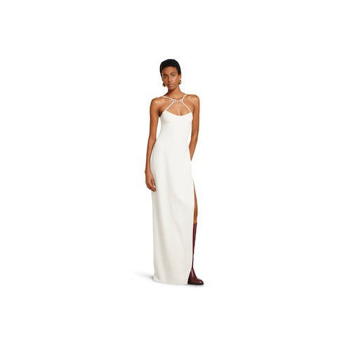 Long silk dress with crystal Horsebit