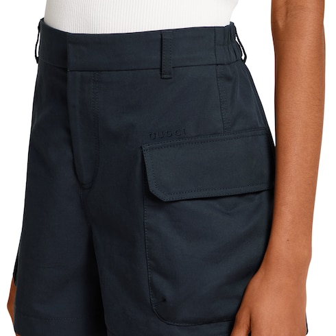 Shorts in tessuto di cotone con ricamo